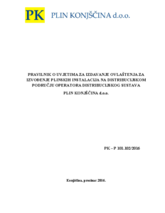 PRAVILNIK o uvjetima za izdavanje ovlastenja za izvod. pl. instalacija na distrib. podrucju PK